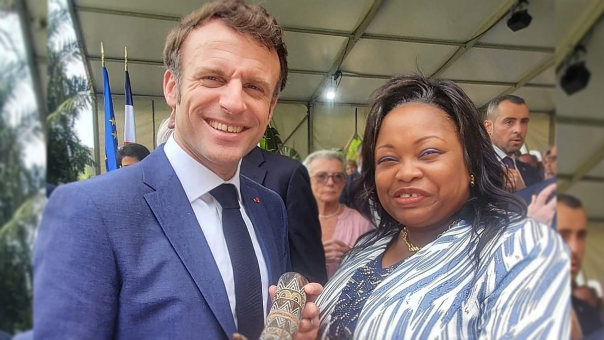 Rencontre entre Emmanuel Macron et Camélia Ntoutoume-Leclercq - 2023