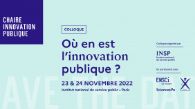 Visuel de présentation du colloque organisé les 23 et 23 novembre dans le cadre de la Chaire innovation publique